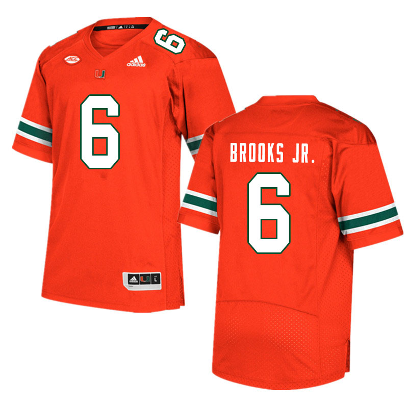 Men #6 Sam Brooks Jr. Miami Hurricanes College Football Jerseys Sale-Orange - Click Image to Close
